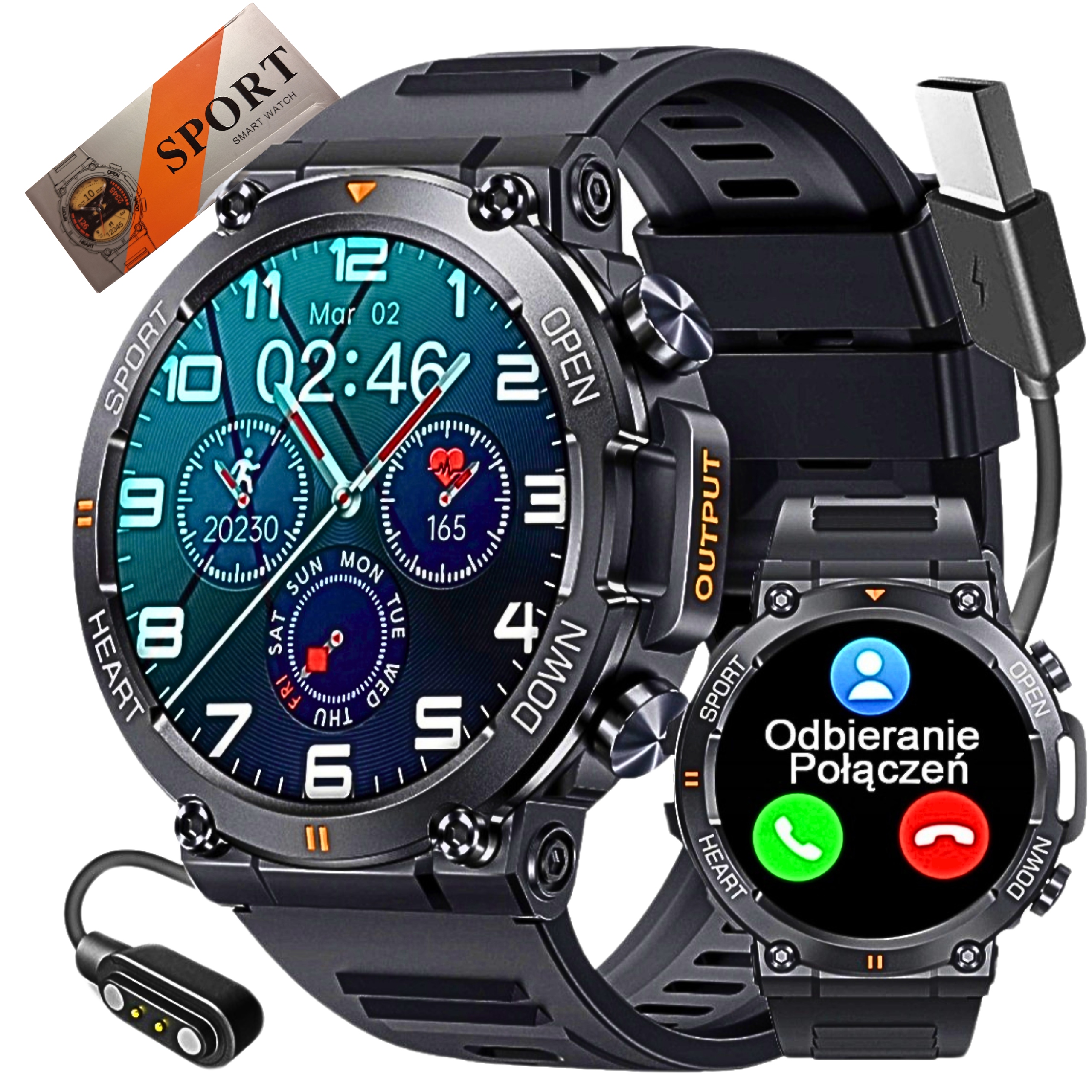 Inteligentné hodinky Edstore Smart wath K56 KRO čierne + nabíjačka USB kábel pre inteligentné hodinky 2 PIN 4,0 mm pre magnetické hodinky